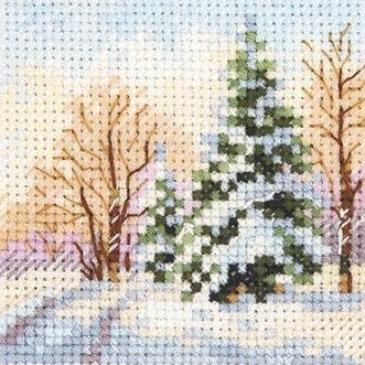 0-237 Winter came. Spruce under the snow 7x7 cm