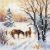 0-238 Winter came. Horses 7x7 cm