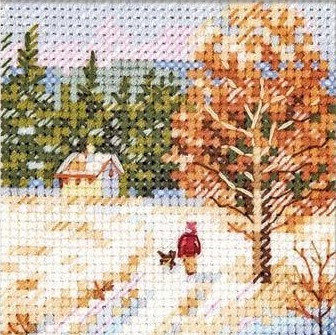 0-239 Winter came. Way home 7x7 cm