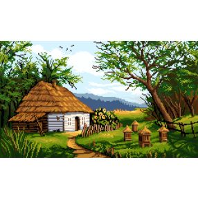 7172 Beehives at an old cottage 55x33 cm