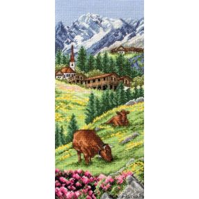 Pce0811 Swiss Alpine Landscape 32x14 cm