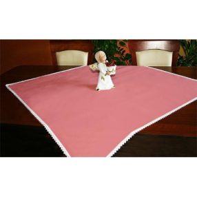 984-10 Tablecloth Aida with trimming 90x90 cm, 14ct pink