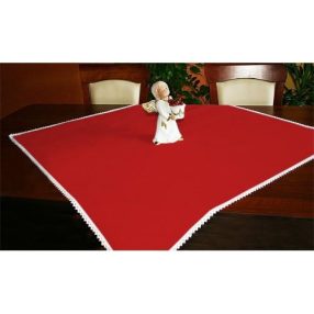 984-06 Tablecloth Aida with trimming 90x90 cm, 14ct red