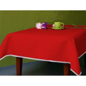 982-06 Tablecloth Aida with trimming 110x160 cm, 14ct red