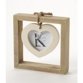 11294 Szíves képkeret - rusztikus fa 13x13 cm