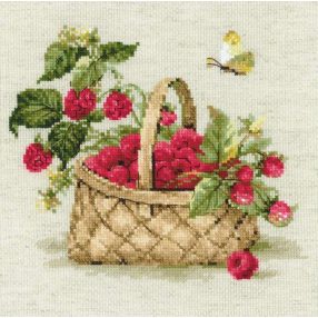 1448 Basket with Raspberries 30x30 cm