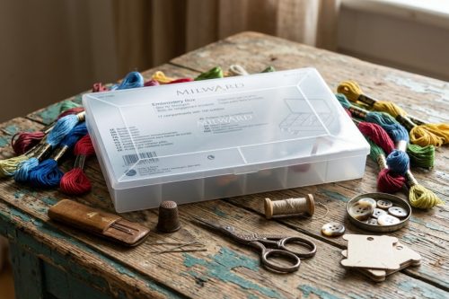 2511506 Kézimunka fonal tároló doboz 28x18x4 cm 100db bobbinával