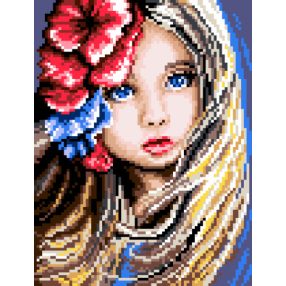 5497 Girl with flowers in her hair 18x24 cm