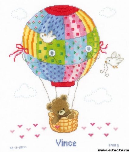 PN-0147916  Maci hőlégballonban- babaköszöntő 25x29 cm