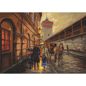 4336 The town in the rain 88x61 cm