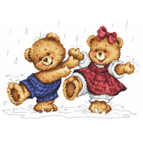ZN8392 Rainy teddy bears 38x28 cm