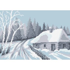 ZN8619 Snow-covered hut 28x20 cm