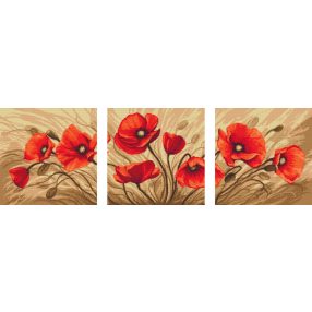 ZN8384-02 Triptych with poppies 111x37 cm