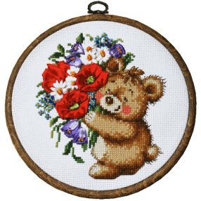 ZR4971 Teddy bear with bouquet 16x16 cm
