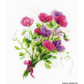 1606 Bouquet with Sweet Peas 15x18 cm