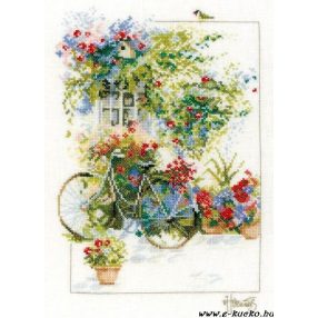PN-0168447  Flowers and bicycle 29x39 cm