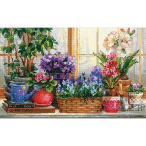 1669 Windowsill with Flowers 40x25 cm