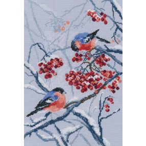 m578 Bullfinches in Rowanberries 22x33 cm