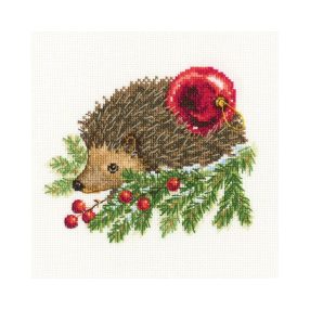 c269 Hedgehog decorating Christmas tree 15,5x13 cm