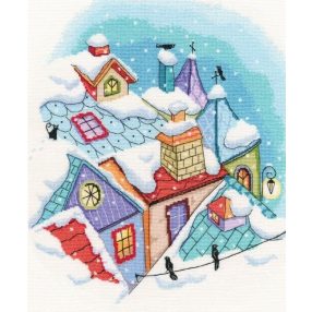 m655 Winter on the roofs 27,5x33,5 cm