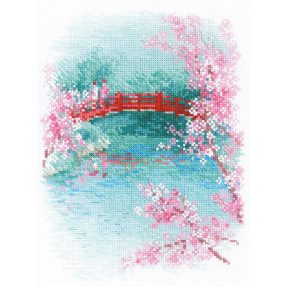 1745 Sakura. Bridge 18x24 cm