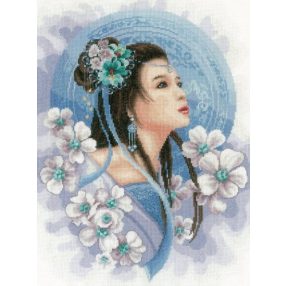 PN-0169168 Asian lady in blue 30x41 cm