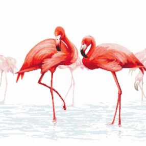 10118-02 Triptych with flamingos 61x61 cm