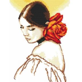 4386 Woman with a rose 22x30 cm