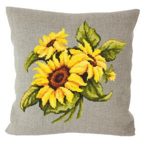 ZU10120  Pillow with sunflowers linen 40x40 cm