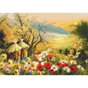 10133 Garden with beehives 57x40 cm