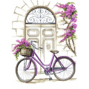 Z8771 Bicycle with bougainvillea 30x40 cm