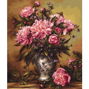 G543 Bazsarózsák vázában 24x29 cm