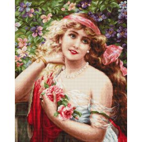 G549 Fiatal hölgy rózsákkal 20x25 cm