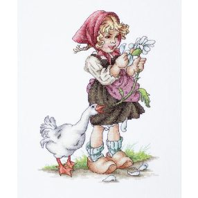B1047 Lány libával 14,5x20 cm
