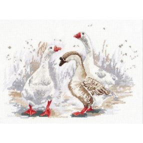 S1084 THREE CHEERFUL GEESE  27x19 cm