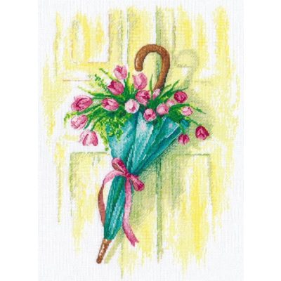 S1041 Virágok esernyőben 22x31 cm (Kifutó)