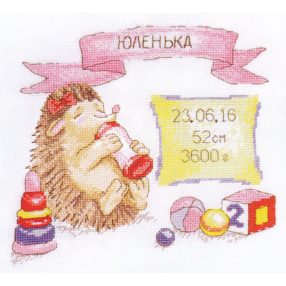 S914 Hedgehog Sampler (girl) 20x18 cm (Kifutó)