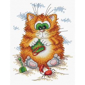 SM148 Cat at the Beach 18x14 cm