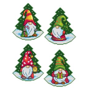 184CS Gnomes inside Christmas Trees 10x12 cm