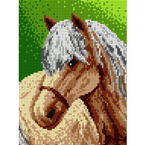 1399F Fehér sörényes ló 18x24 cm