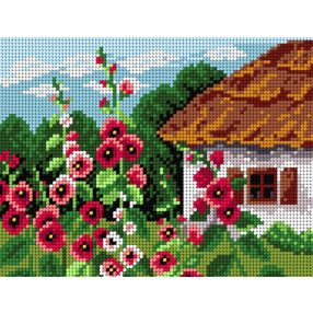 1798F Nyári házikó mályvával 18x24cm