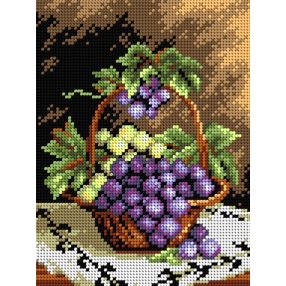 2098F Egy kosár szőlő 18x24cm