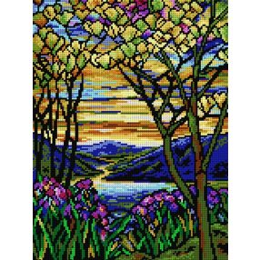   2099J Louis C. Tiffany - Tájkép írisszel és liliomfával 30x40cm
