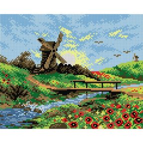 2139H Szélmalom és pipacsok 24x30cm