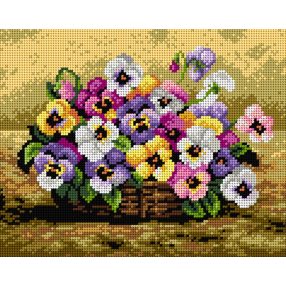2213H Egy kosár árvácska 24x30cm