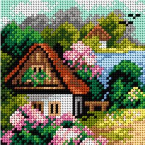 2245D Tavasz - Kunyhó a tó mellett 15x15cm