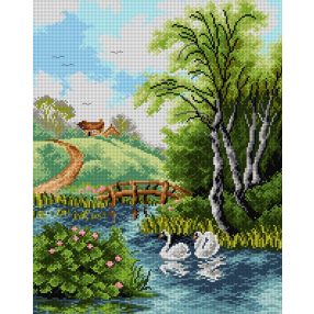 2328M Fehér hattyúk a folyón 40x50cm