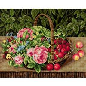   2263M Christine Lövmand-Kosár gyümölcsökkel és virággal 40x50cm