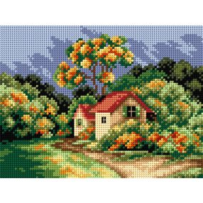 2398F Ősz a kis háznál 18x24cm
