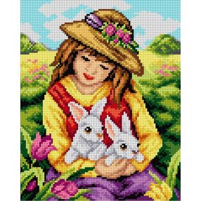 2494H Kislány nyuszikkal 24x30cm
